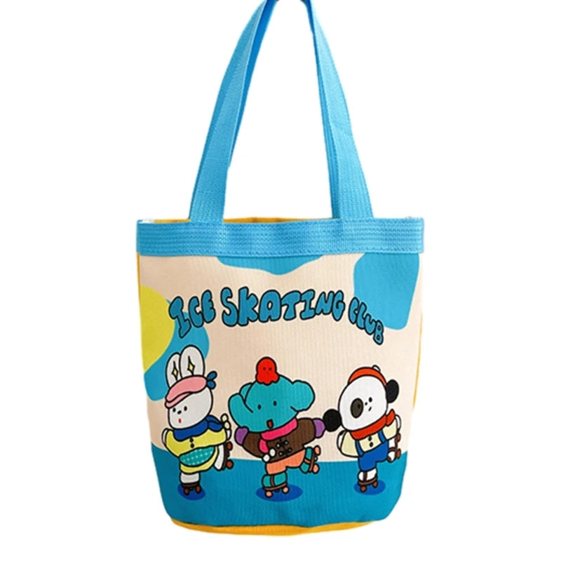 Cartoon Bucket Bag Canvas Handbag Purse Underarm Bag Tote Ladies Handbag Purse