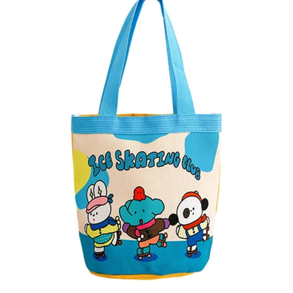 Cartoon Bucket Bag Canvas Handbag Purse Underarm Bag Tote Ladies Handbag Purse