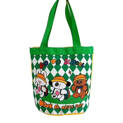 Cartoon Bucket Bag Canvas Handbag Purse Underarm Bag Tote Ladies Handbag Purse