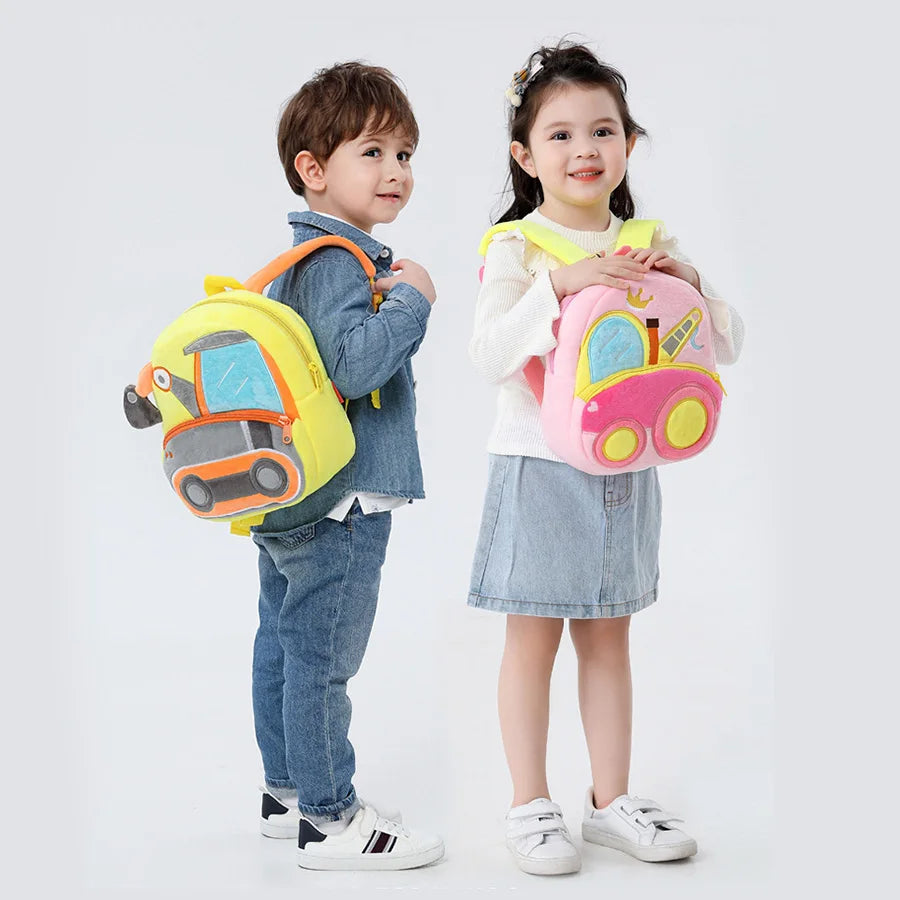 Cartoon Cement Mixer School Backpacks Boys Cute Engineering Vehicle Excavator Dumper School Bags Nursery Children Bag Girls Gift