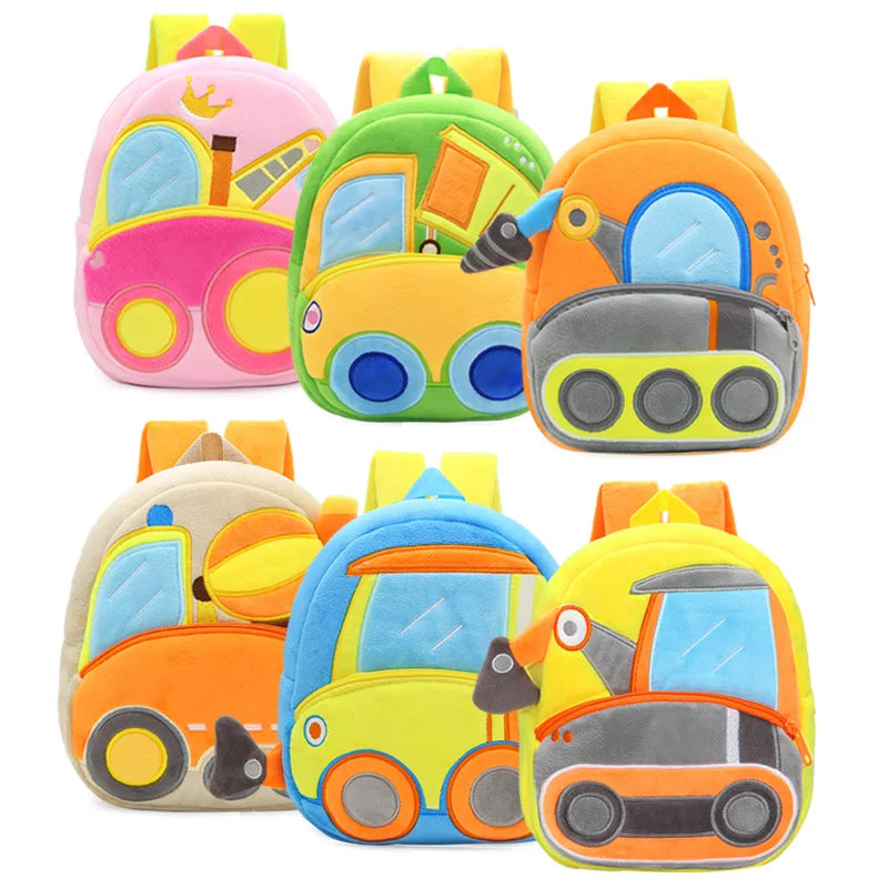 Cartoon Cement Mixer School Backpacks Boys Cute Engineering Vehicle Excavator Dumper School Bags Nursery Children Bag Girls Gift
