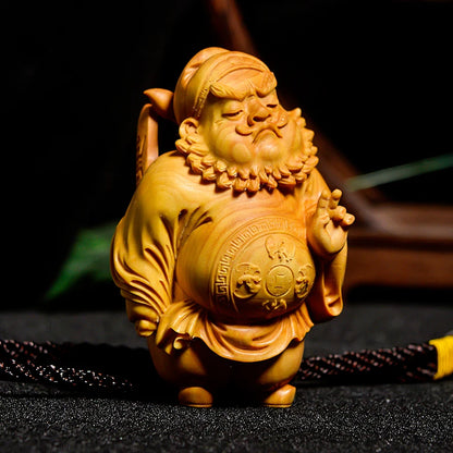 Cartoon Character Boxwood Wood Carving Home Decoration Solid Craft Cultural Gift Collection Demon Slayer Zhong Kui