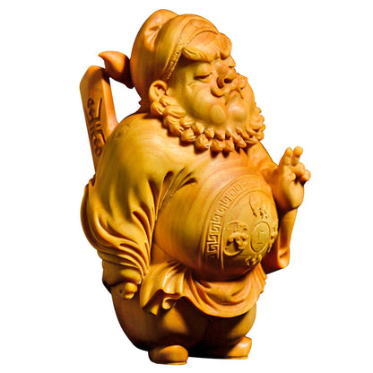 Cartoon Character Boxwood Wood Carving Home Decoration Solid Craft Cultural Gift Collection Demon Slayer Zhong Kui