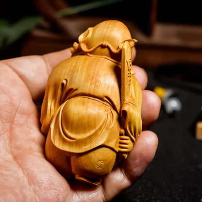 Cartoon Character Boxwood Wood Carving Home Decoration Solid Craft Cultural Gift Collection Demon Slayer Zhong Kui