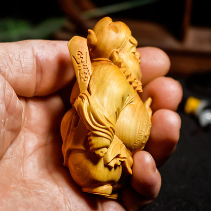 Cartoon Character Boxwood Wood Carving Home Decoration Solid Craft Cultural Gift Collection Demon Slayer Zhong Kui