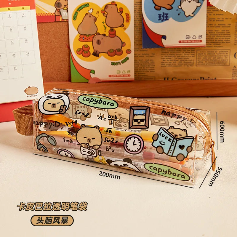 Cartoon Clear Pencil Pouch,  Kids Clear Pencil Bags, Clear Makeup Pouch,Clear Make Up Bag Children's Holiday Gifts