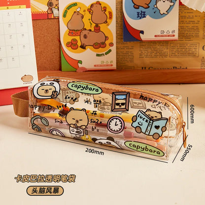 Cartoon Clear Pencil Pouch,  Kids Clear Pencil Bags, Clear Makeup Pouch,Clear Make Up Bag Children's Holiday Gifts