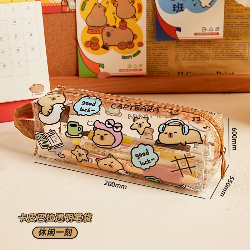 Cartoon Clear Pencil Pouch,  Kids Clear Pencil Bags, Clear Makeup Pouch,Clear Make Up Bag Children's Holiday Gifts