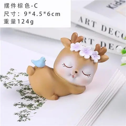 Cartoon Creativity Deerlet Car Ornament Micro Landscape Bonsai Decoration Desktop Creative Trinket Home Accessories Figurines