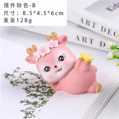 Cartoon Creativity Deerlet Car Ornament Micro Landscape Bonsai Decoration Desktop Creative Trinket Home Accessories Figurines