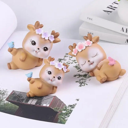 Cartoon Creativity Deerlet Car Ornament Micro Landscape Bonsai Decoration Desktop Creative Trinket Home Accessories Figurines