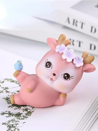 Cartoon Creativity Deerlet Car Ornament Micro Landscape Bonsai Decoration Desktop Creative Trinket Home Accessories Figurines
