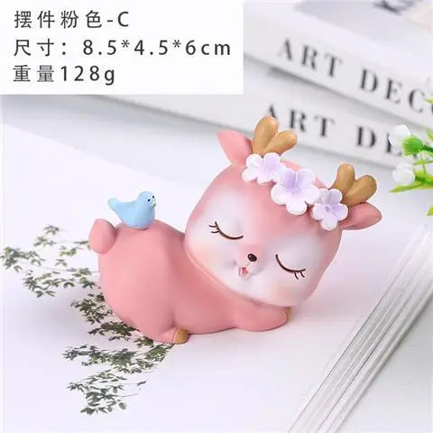 Cartoon Creativity Deerlet Car Ornament Micro Landscape Bonsai Decoration Desktop Creative Trinket Home Accessories Figurines