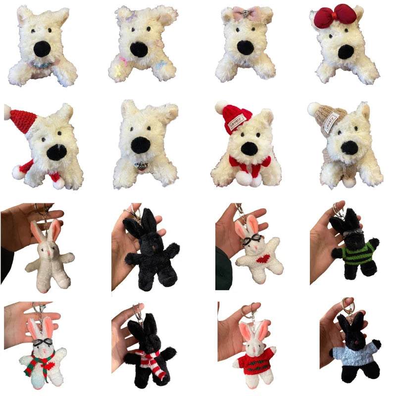 Cartoon Cute Bear Bag Charm Keychain Plush Pendant Suitable for Women's Bag and Keys Dog&Rabbit Shaped Exquisite Luggage Pendant