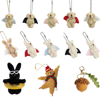 Cartoon Cute Bear Bag Charm Keychain Plush Pendant Suitable for Women's Bag and Keys Dog&Rabbit Shaped Exquisite Luggage Pendant