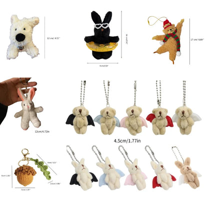 Cartoon Cute Bear Bag Charm Keychain Plush Pendant Suitable for Women's Bag and Keys Dog&Rabbit Shaped Exquisite Luggage Pendant