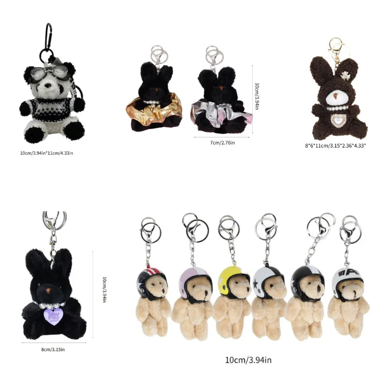 Cartoon Cute Bear Bag Charm Keychain Plush Pendant for Women's Bag and Keys Lovely Panda Rabbit Shaped Exquisite Luggage Pendant