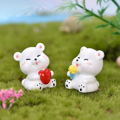 Cartoon Cute Little Bear Car Ornaments Micro Landscape Bonsai Decoration Desktop Creative Trinket Home Accessories Figurines