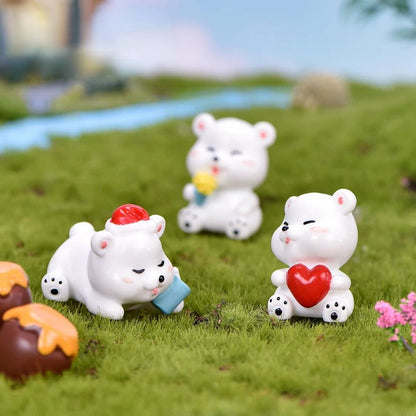 Cartoon Cute Little Bear Car Ornaments Micro Landscape Bonsai Decoration Desktop Creative Trinket Home Accessories Figurines