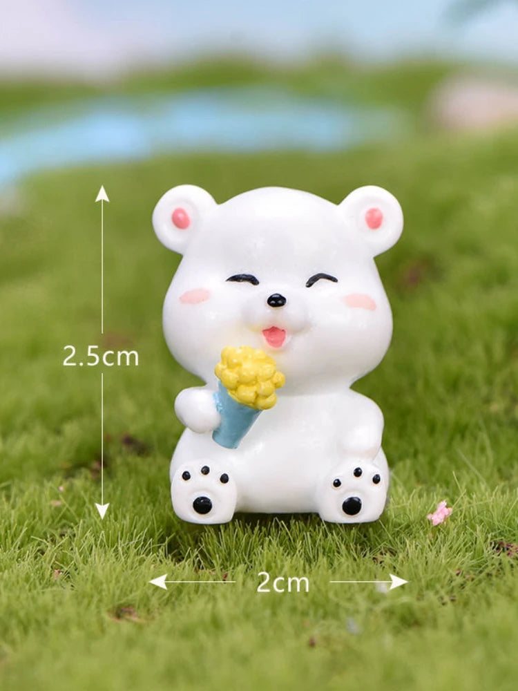 Cartoon Cute Little Bear Car Ornaments Micro Landscape Bonsai Decoration Desktop Creative Trinket Home Accessories Figurines