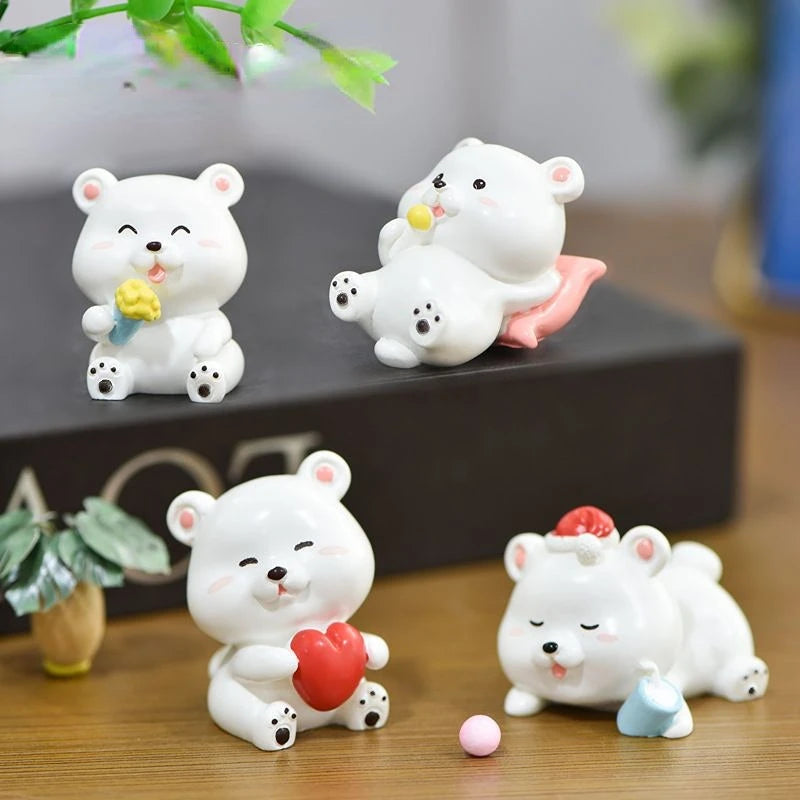 Cartoon Cute Little Bear Car Ornaments Micro Landscape Bonsai Decoration Desktop Creative Trinket Home Accessories Figurines
