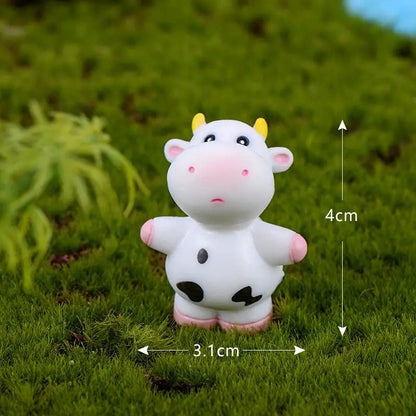 Cartoon Cute Little Cow Car Ornaments Micro Landscape Bonsai Decoration Desktop Creative Trinket Home Accessories Figurines