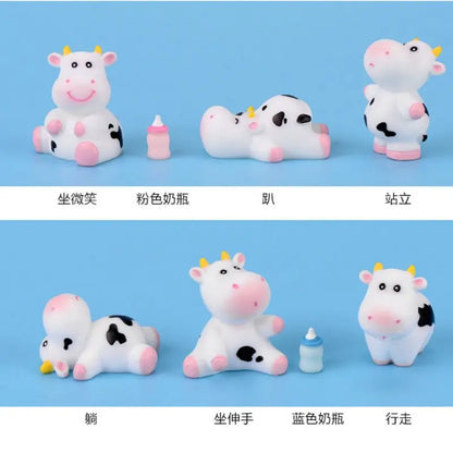 Cartoon Cute Little Cow Car Ornaments Micro Landscape Bonsai Decoration Desktop Creative Trinket Home Accessories Figurines