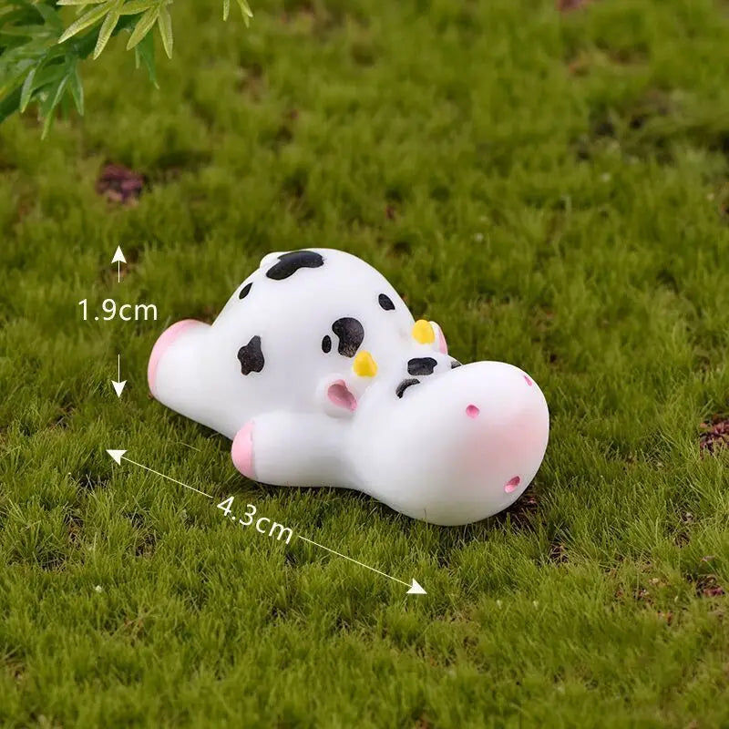 Cartoon Cute Little Cow Car Ornaments Micro Landscape Bonsai Decoration Desktop Creative Trinket Home Accessories Figurines