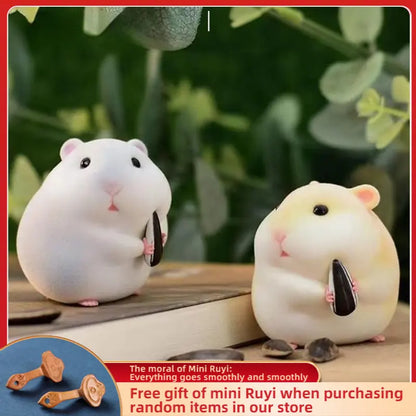 Cartoon Cute Little Hamster Car Ornaments Micro Landscape Bonsai Decoration Desktop Creative Trinket Home Accessories Figurines