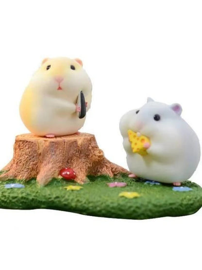 Cartoon Cute Little Hamster Car Ornaments Micro Landscape Bonsai Decoration Desktop Creative Trinket Home Accessories Figurines