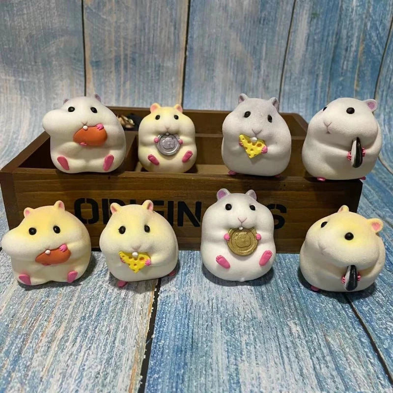 Cartoon Cute Little Hamster Car Ornaments Micro Landscape Bonsai Decoration Desktop Creative Trinket Home Accessories Figurines