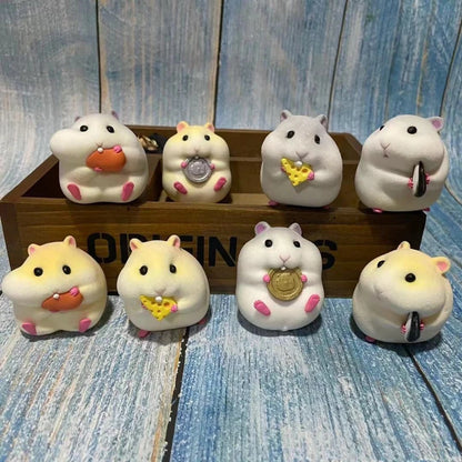 Cartoon Cute Little Hamster Car Ornaments Micro Landscape Bonsai Decoration Desktop Creative Trinket Home Accessories Figurines