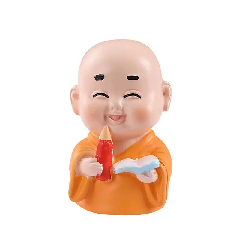 Cartoon Cute Little Monk Car Ornaments Micro Landscape Bonsai Decoration Desktop Creative Trinket Home Accessories Figurines