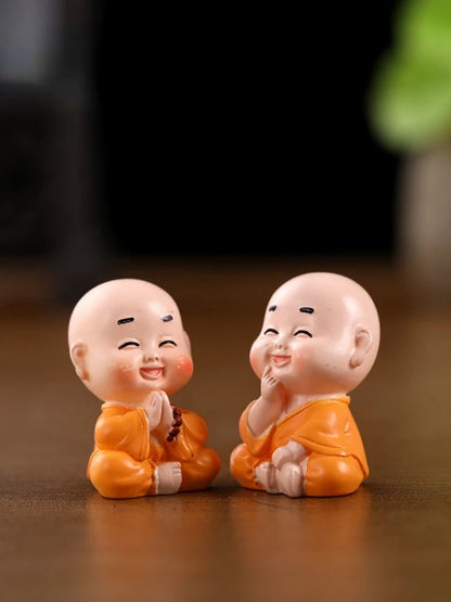 Cartoon Cute Little Monk Car Ornaments Micro Landscape Bonsai Decoration Desktop Creative Trinket Home Accessories Figurines