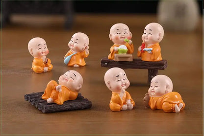 Cartoon Cute Little Monk Car Ornaments Micro Landscape Bonsai Decoration Desktop Creative Trinket Home Accessories Figurines