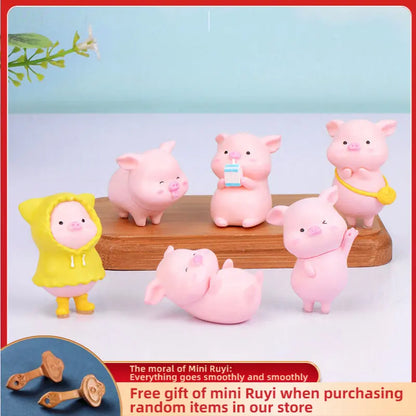Cartoon Cute Pig Car Ornaments Micro Landscape Bonsai Decoration Desktop Creative Trinket Home Decoration Accessories Figurines
