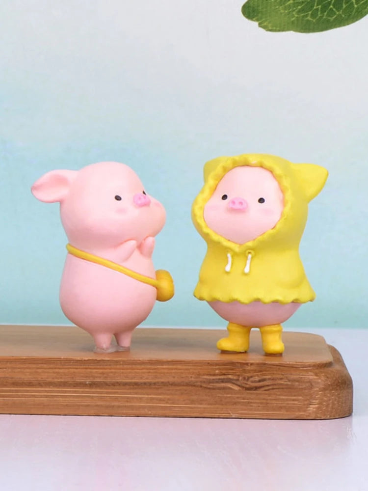 Cartoon Cute Pig Car Ornaments Micro Landscape Bonsai Decoration Desktop Creative Trinket Home Decoration Accessories Figurines