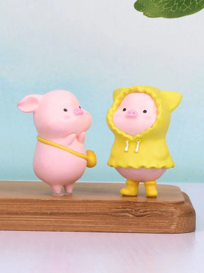 Cartoon Cute Pig Car Ornaments Micro Landscape Bonsai Decoration Desktop Creative Trinket Home Decoration Accessories Figurines