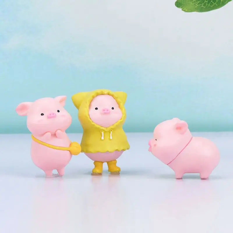 Cartoon Cute Pig Car Ornaments Micro Landscape Bonsai Decoration Desktop Creative Trinket Home Decoration Accessories Figurines