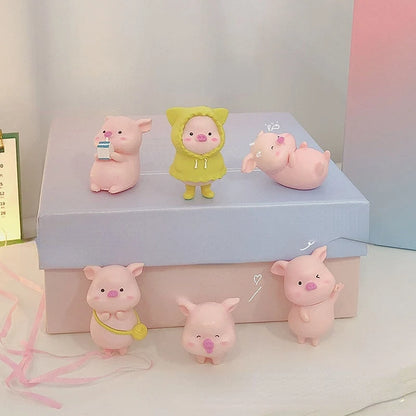 Cartoon Cute Pig Car Ornaments Micro Landscape Bonsai Decoration Desktop Creative Trinket Home Decoration Accessories Figurines