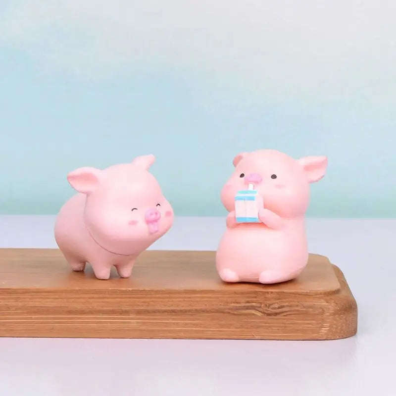 Cartoon Cute Pig Car Ornaments Micro Landscape Bonsai Decoration Desktop Creative Trinket Home Decoration Accessories Figurines