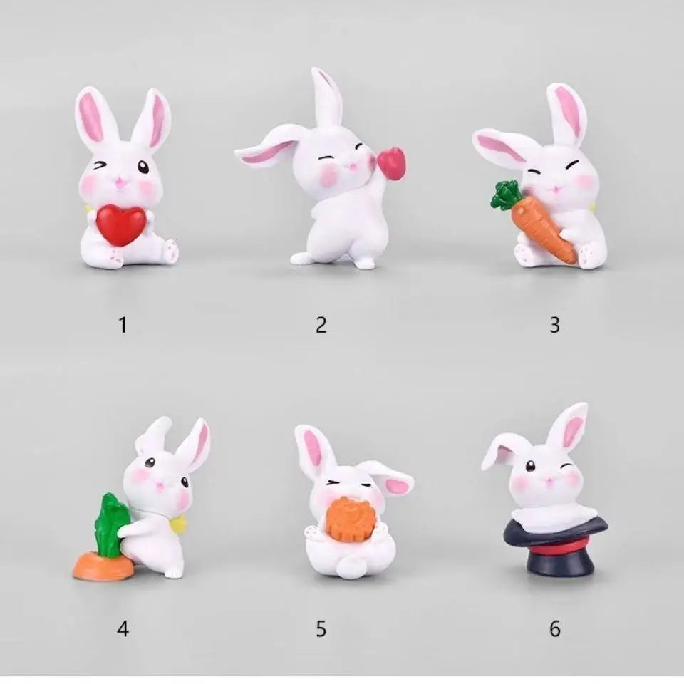 Cartoon Cute Rabbit Car Ornaments Micro Landscape Bonsai Decoration Desktop Creative Trinket Home Accessories Figurines