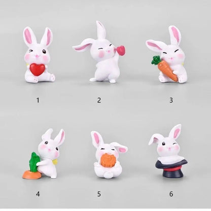 Cartoon Cute Rabbit Car Ornaments Micro Landscape Bonsai Decoration Desktop Creative Trinket Home Accessories Figurines