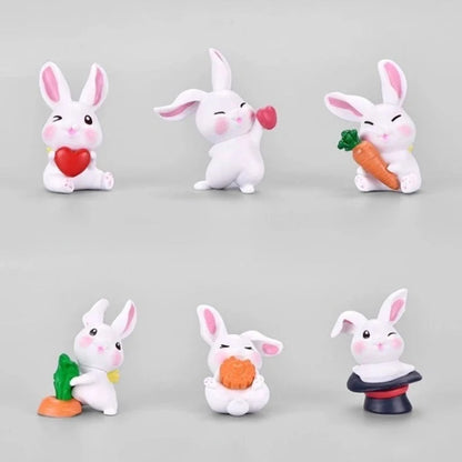 Cartoon Cute Rabbit Car Ornaments Micro Landscape Bonsai Decoration Desktop Creative Trinket Home Accessories Figurines