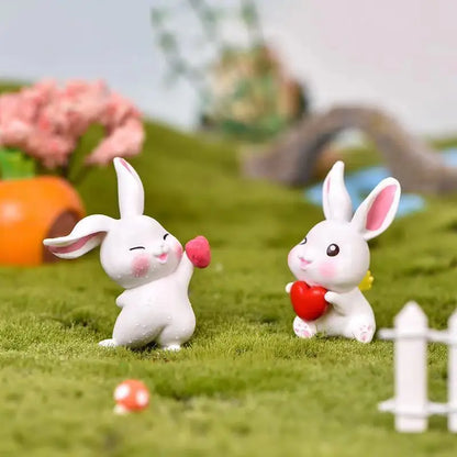 Cartoon Cute Rabbit Car Ornaments Micro Landscape Bonsai Decoration Desktop Creative Trinket Home Accessories Figurines
