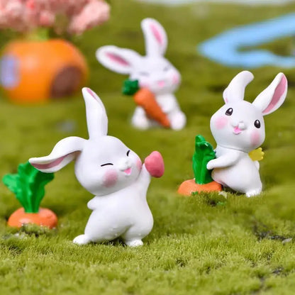 Cartoon Cute Rabbit Car Ornaments Micro Landscape Bonsai Decoration Desktop Creative Trinket Home Accessories Figurines