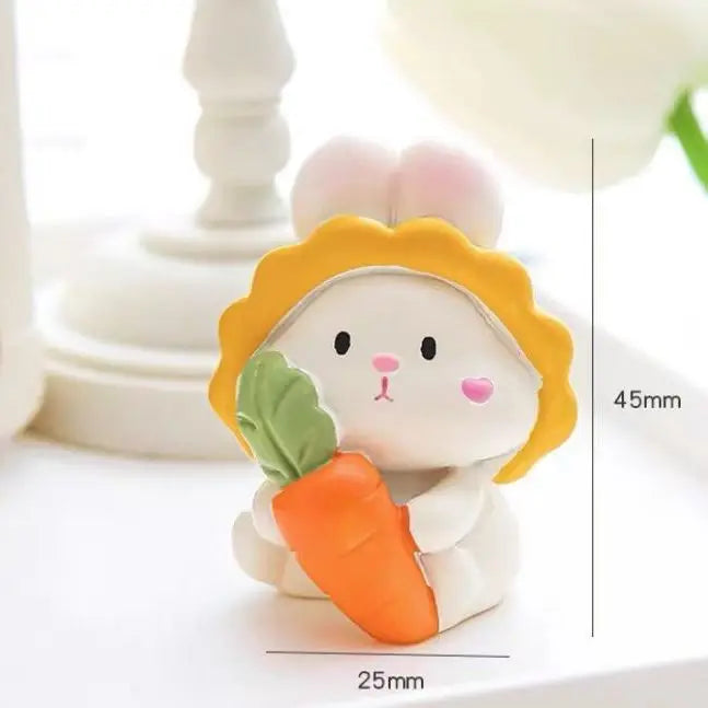 Cartoon Cute Resin Rabbit Car Ornaments Micro Landscape Bonsai Decoration Desktop Creative Trinket Home Accessories Figurines