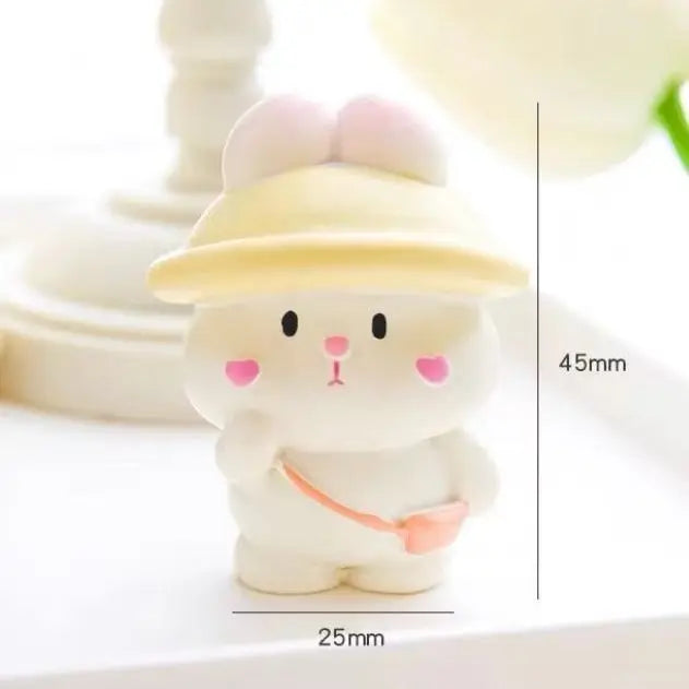 Cartoon Cute Resin Rabbit Car Ornaments Micro Landscape Bonsai Decoration Desktop Creative Trinket Home Accessories Figurines