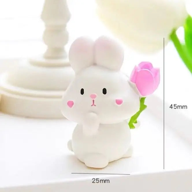 Cartoon Cute Resin Rabbit Car Ornaments Micro Landscape Bonsai Decoration Desktop Creative Trinket Home Accessories Figurines