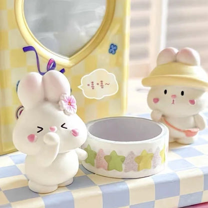 Cartoon Cute Resin Rabbit Car Ornaments Micro Landscape Bonsai Decoration Desktop Creative Trinket Home Accessories Figurines